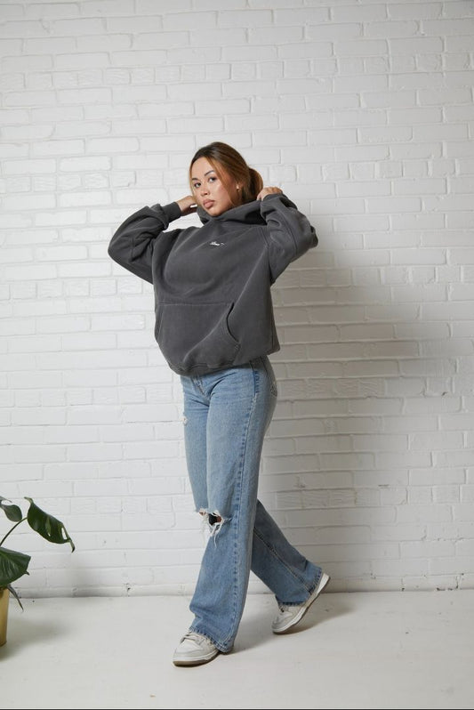 OVERSIZED DROP SHOU1DER WASHED HOODIE